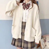 japanese kawaii sweet cardigan sweater autumn winter v neck cotton knitted sweater student school uniform jk style female jacket