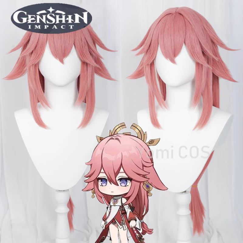 

Anime Game Genshin Impact Cosplay Halloween Yae Miko Cosplay Wig Genshin Impact Yae Miko Cosplay Long Hair Pink Halloween Cute