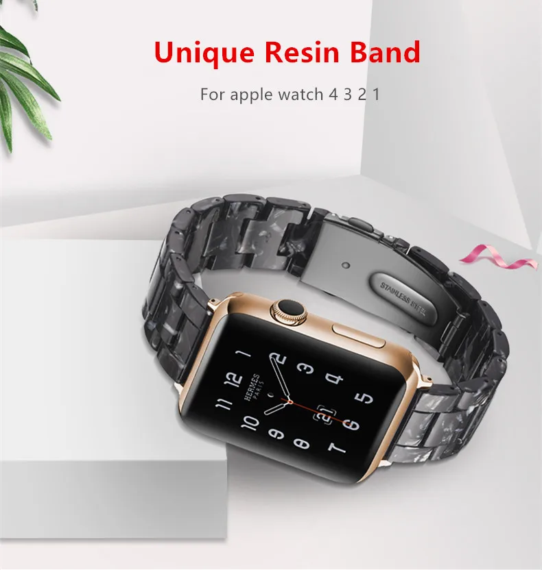 Ремешок из смолы для Apple watch 44 мм 40 мм iwatch 42 мм 38 мм Пряжка из нержавеющей стали ремешок для часов Браслет Apple watch 5 4 3 21