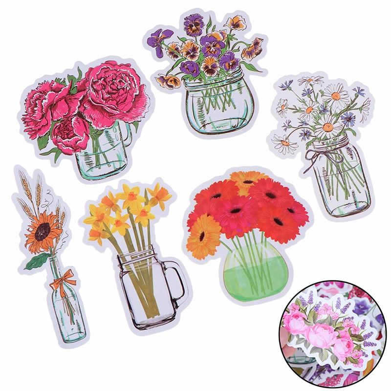 

50Pcs/set Beautiful Colorful Flowers Blooms Memo Stickers for Laptop Car Skateboard Helmet Suitcase Stationery gift For kids