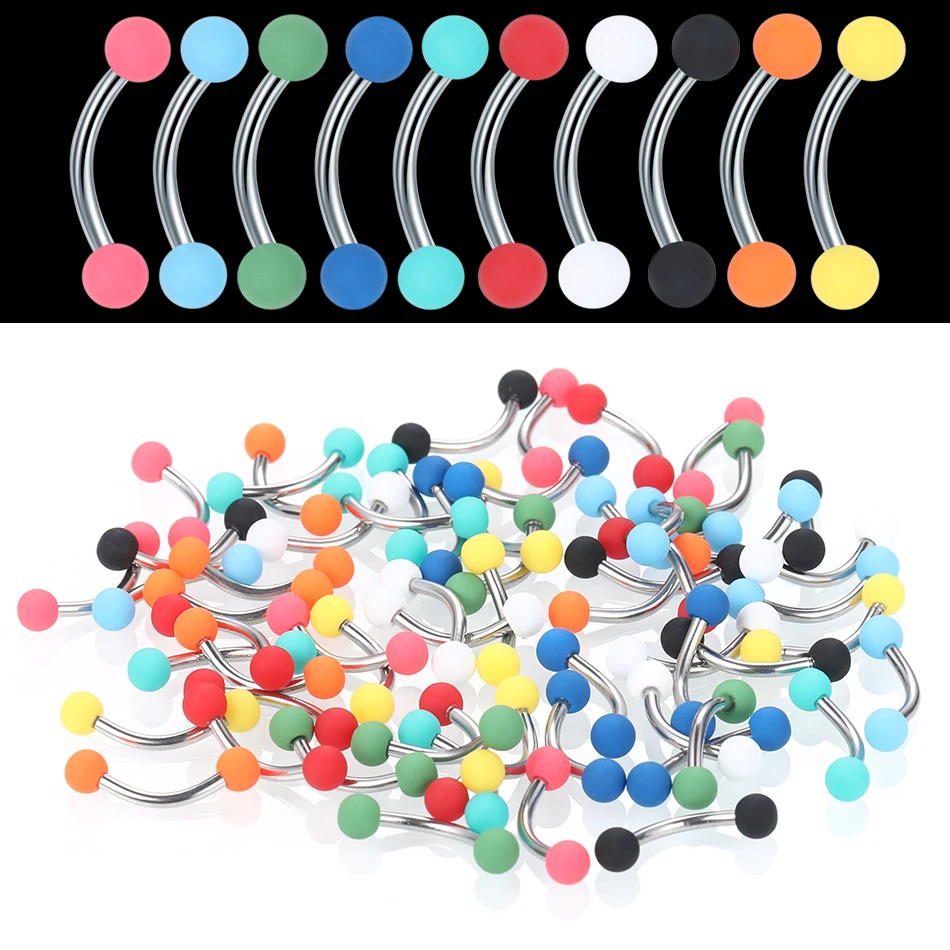 

60pcs/lot 16G Mixed Acrylic Ball Navel Eyebrow Cartilage Lip Tongue Ring Stud Belly Piercing Barbell Body Jewelry Wholesale Lot