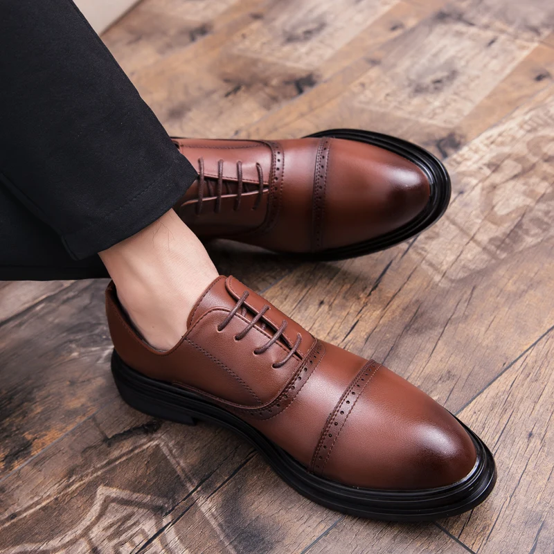 Мужские туфли Броги из спилка MOOREGOOD деловые классические оксфорды на шнуровке