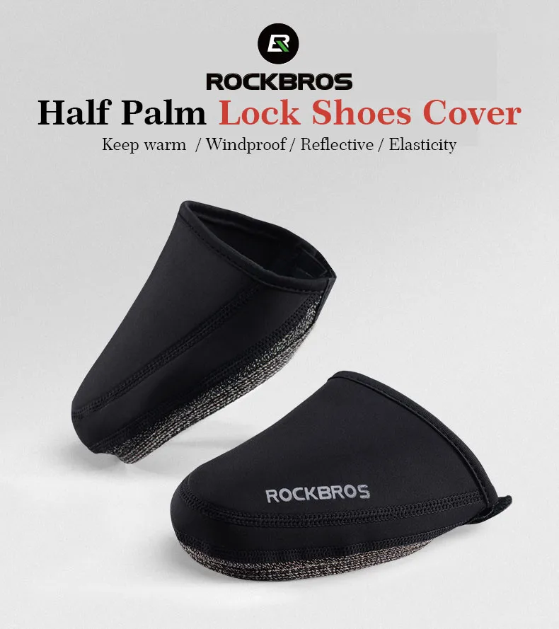 ROCKBROS Fahrradschuhüberzug für den Winter, winddicht, abriebfest, warm halten, halber Überschuhe, MTB, Rennrad, Überschuhe – Detail 3