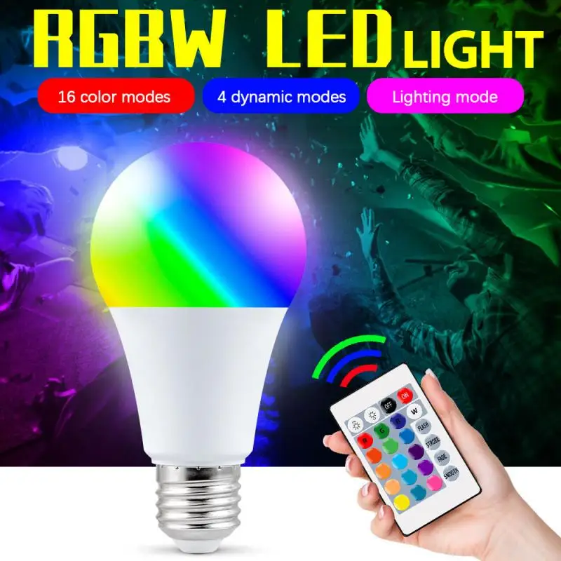 

Умная Светодиодная лампа E27 с управлением, RGB светильник ый белый свет, 5 Вт, 10 Вт, 15 Вт, фотолампа с изменением яркости, мягкая защита глаз, без ...