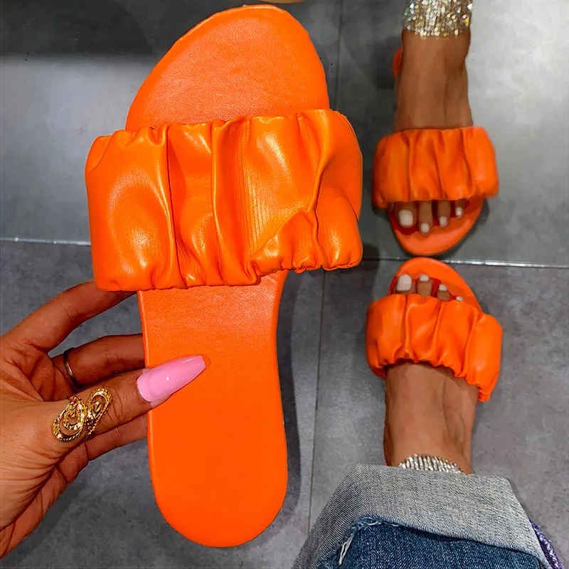 

Women Sandals 2021 New Summer Shoes Women Flat Sandals Plus Size Pleated Sandalias Mujer Flip Flops Casual Beach Slippers Female