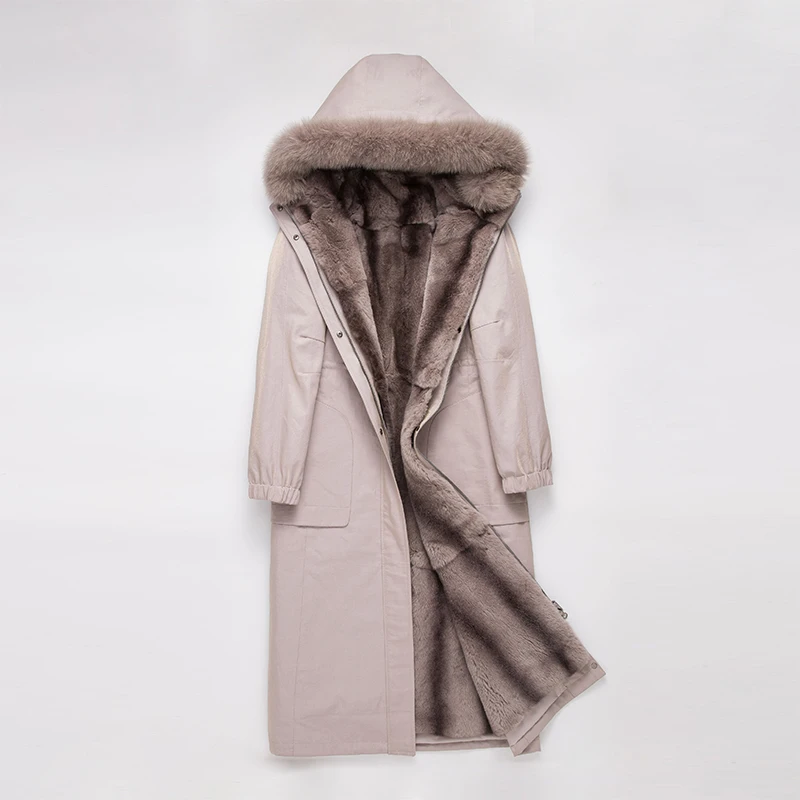 

Big Winter Women New Fashion size Loose coat Thicken Warm Hooded Zippers High quality Female Pockets Fox Fur Faux fur coat CY492