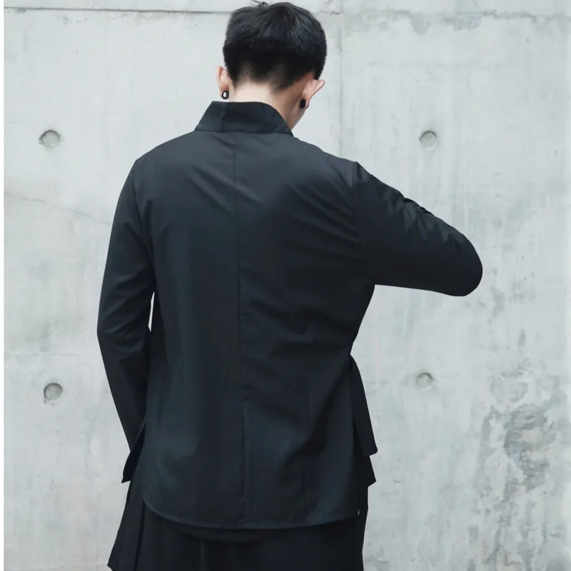 Пиджак-кимоно мужской черного цвета на шнуровке сбоку #4202 весна-осень | Мужская