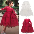 Кружевное платье-пачка для маленьких девочек, красное детское платье на день рождения, От 3 до 7 лет
