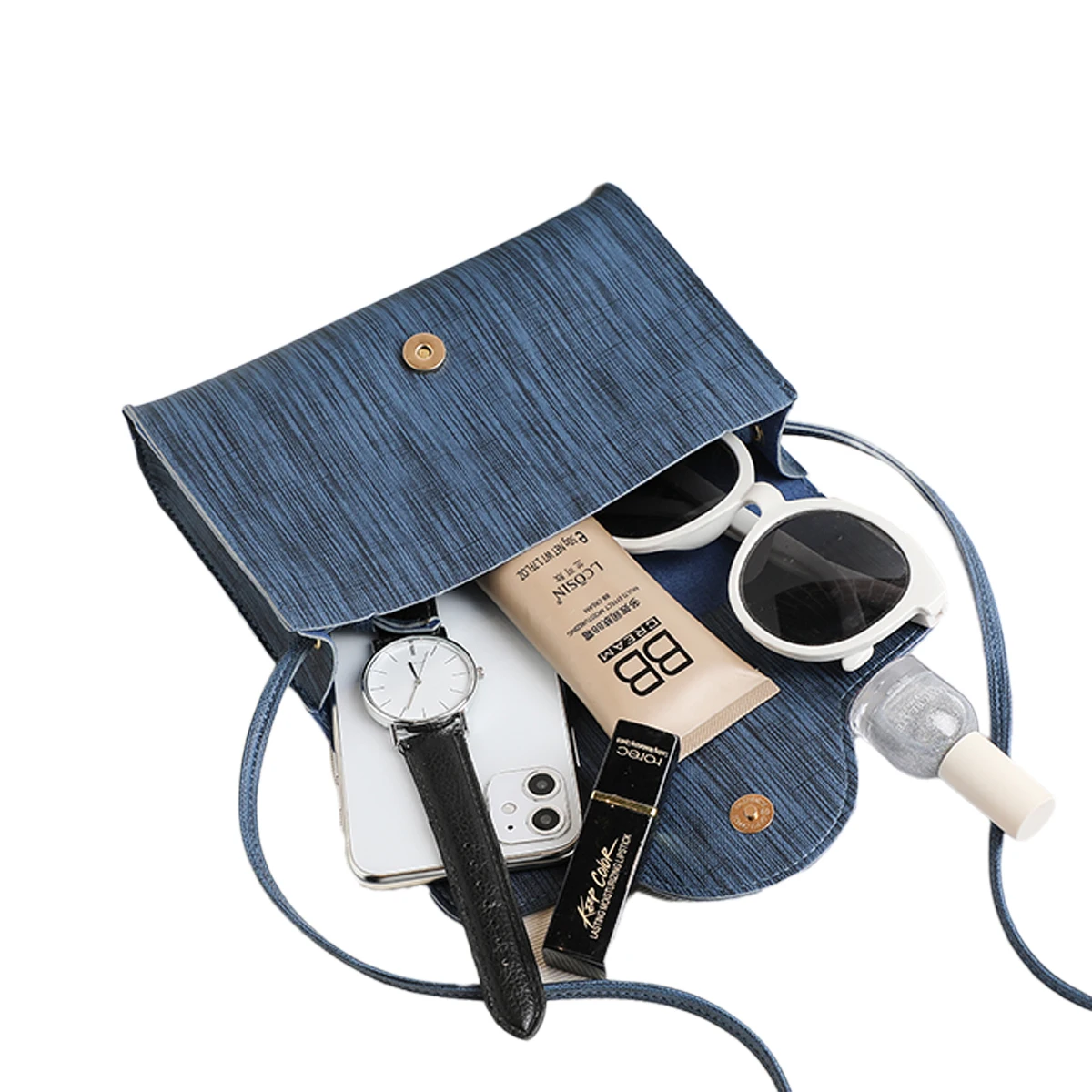 Женская однотонная маленькая квадратная сумка в Корейском стиле украшенная