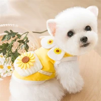 dog clothes sunflower shoulder bag thin vest for dog cat vest thin breathable style petal collar satchel decoration pet outfit