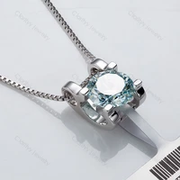 925 sterling sliver 2021 hot sale blue round shape moissanite%d1%81%d0%b5 fashion jewellery supplieraccaept customized