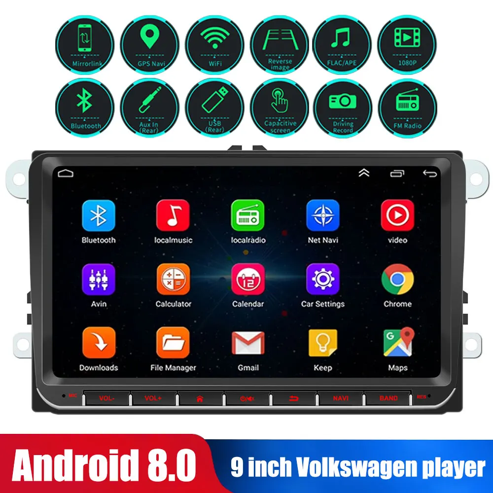 9 дюймов Bluetooth мультимедийный автомобильный MP5 плеер Android 8 1 система GPS навигация