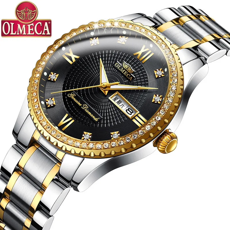 OLMECA Мужские кварцевые наручные часы роскошные золотые Для мужчин Классика