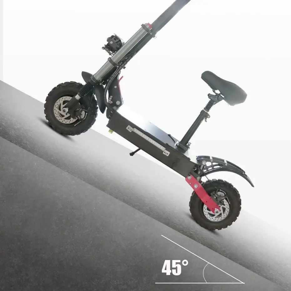 Online 60 V 5400 W Elektrische Roller Max Geschwindigkeit 80 KM/H Off Road 11 Zoll Faltbare Kick Roller Dual Motor Motorrad Mit Sitz Für Erwachsene