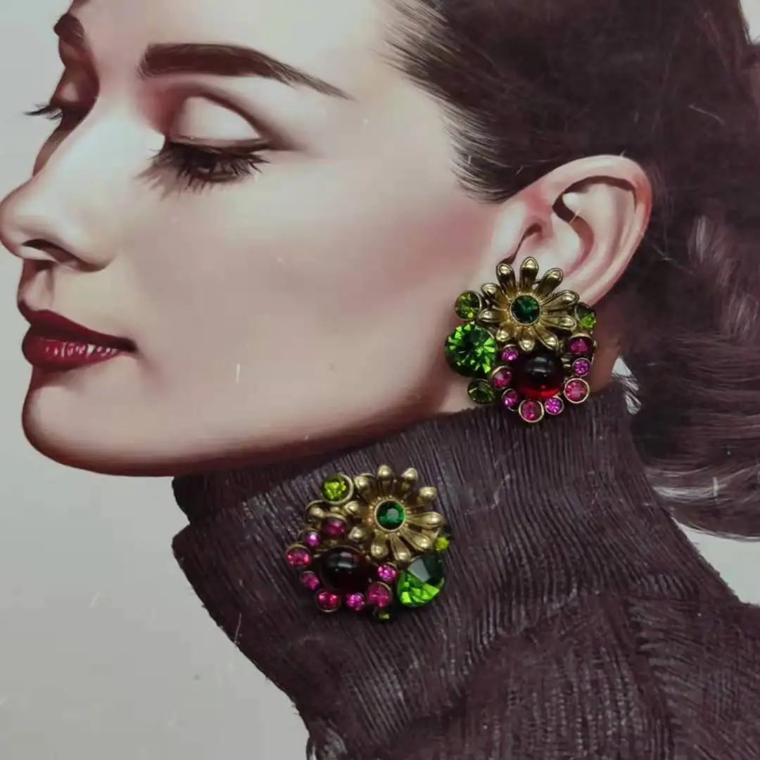 

Color flower shape trendy fashion personality earrings