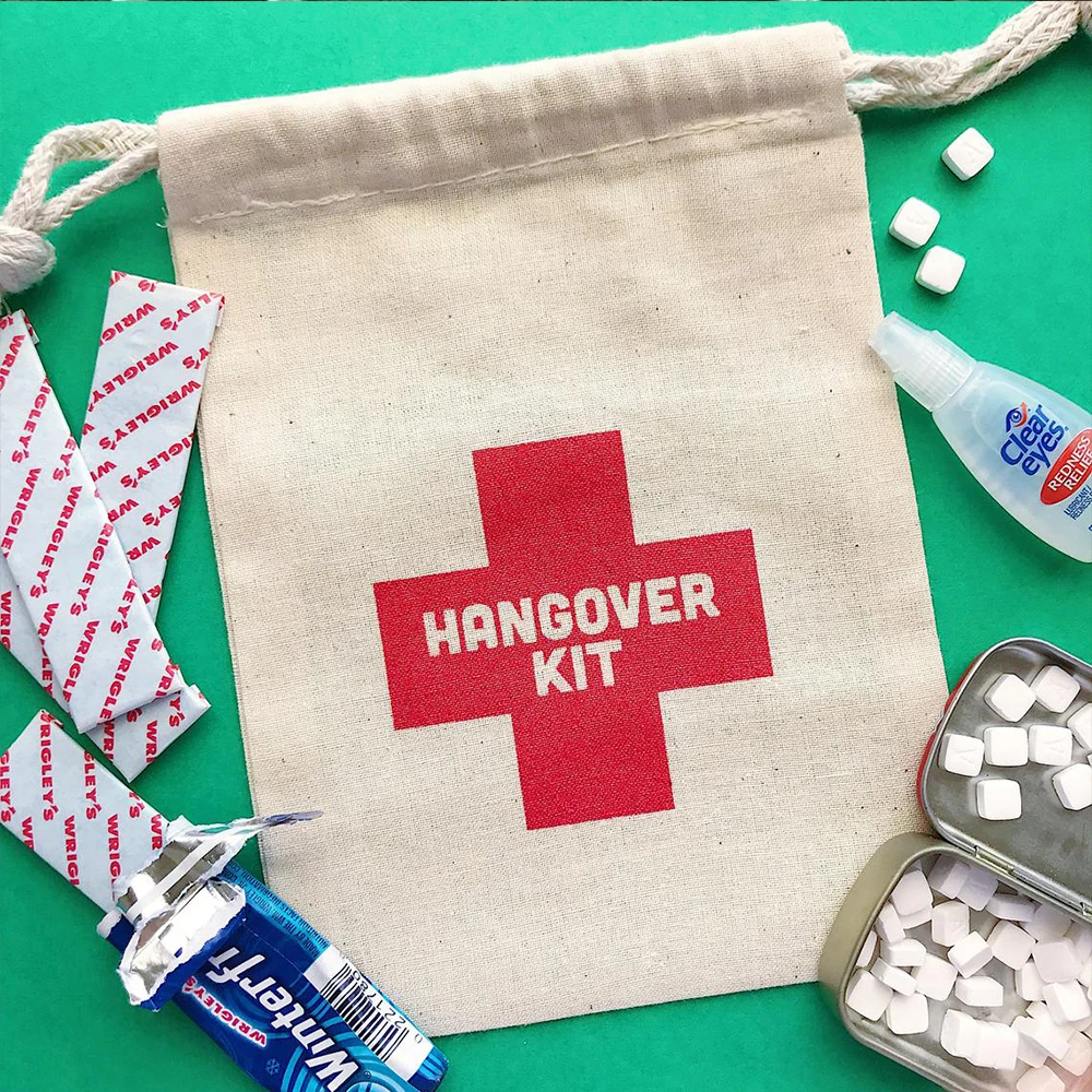 

50 Pcs/Personalized wedding party favor bags HANGOVERS KIT Custom bachelorette survival kit | bachelor party favor Pouches