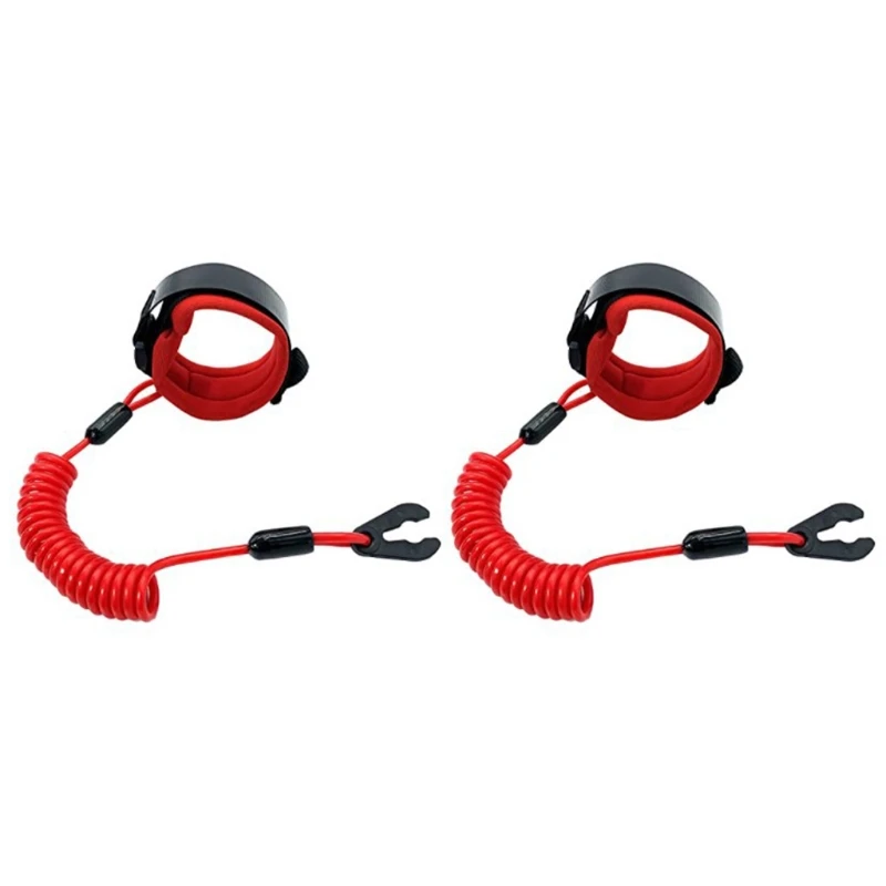 

2Pcs Boat Motor Kill Stop Switch Safety Tether Lanyard Cord for Yacht Engine