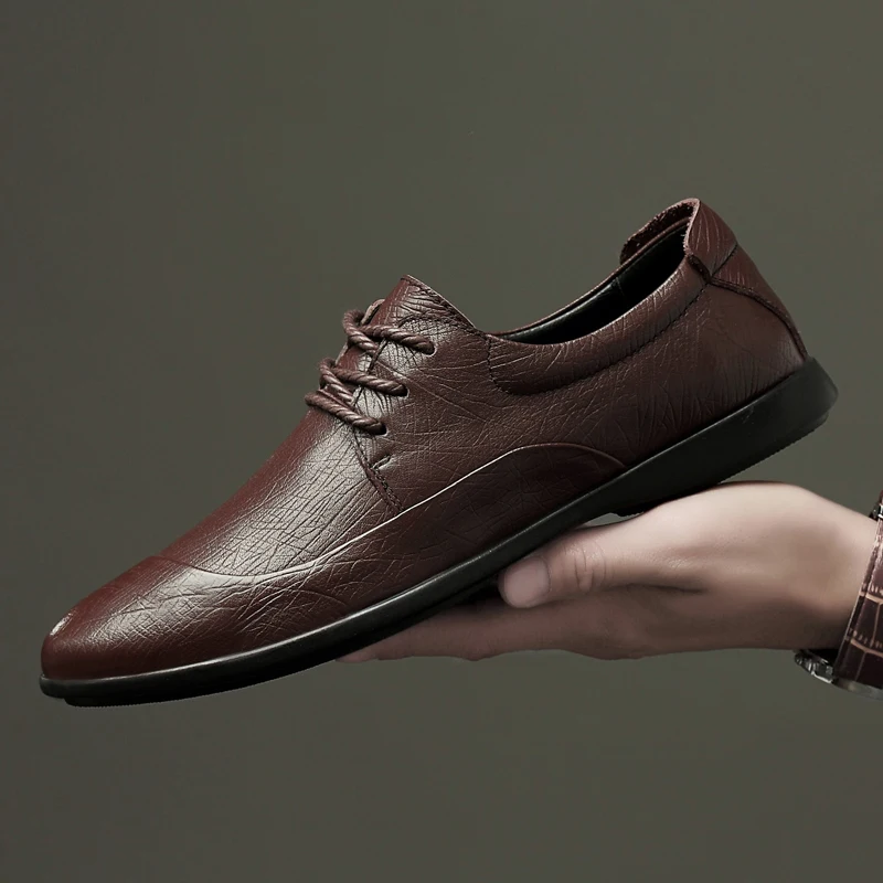 Мужские туфли из натуральной кожи деловые на каждый день дышащие Туфли-оксфорды