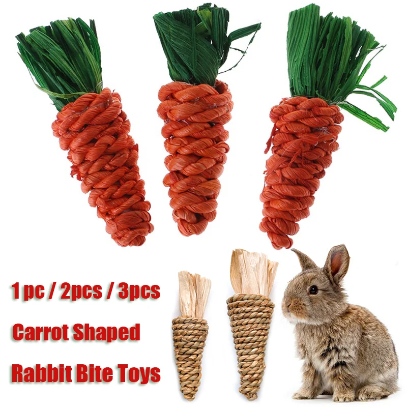 

Carrot Shaped Rabbit Hamster Chew Bite Toys Rabbit Guinea Pig Molar Tooth Cleaning Toys Supplies Pet Toys 1pc/2pcs/3pcs