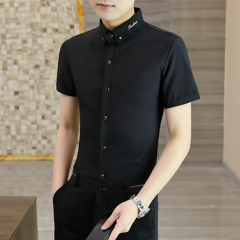 

Short sleeve shirt men's 2021 spring and summer new men's business Korean Floral Shirt Men's Long Sleeve Plaid