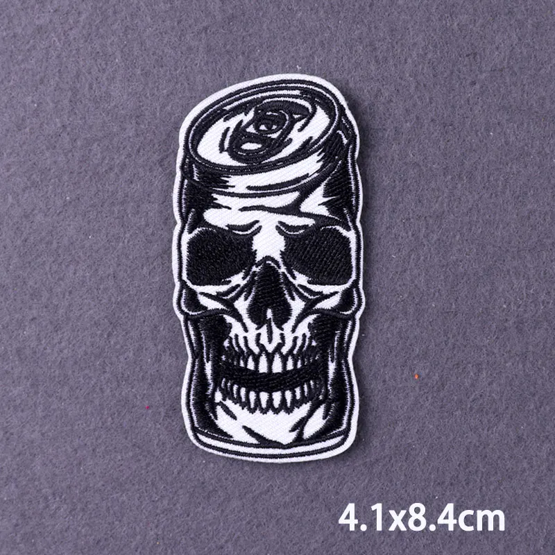 Черные вышитые нашивки в стиле хиппи для одежды с утюгом панк черепом Аппликации