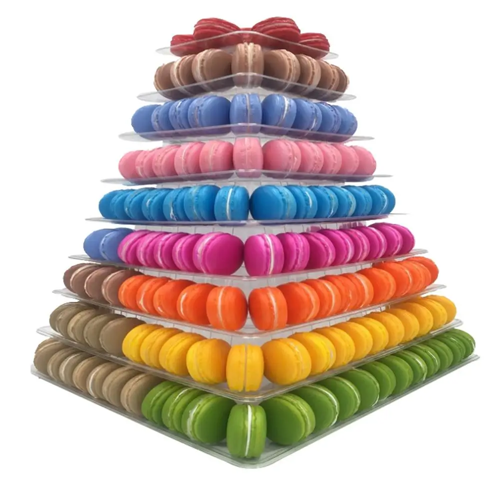 

9 Layer High Quality Macarons Display Tower PVC Macaron Tower Stand Fondant Cake Stand Wedding Cake Decorating Birthday Decor