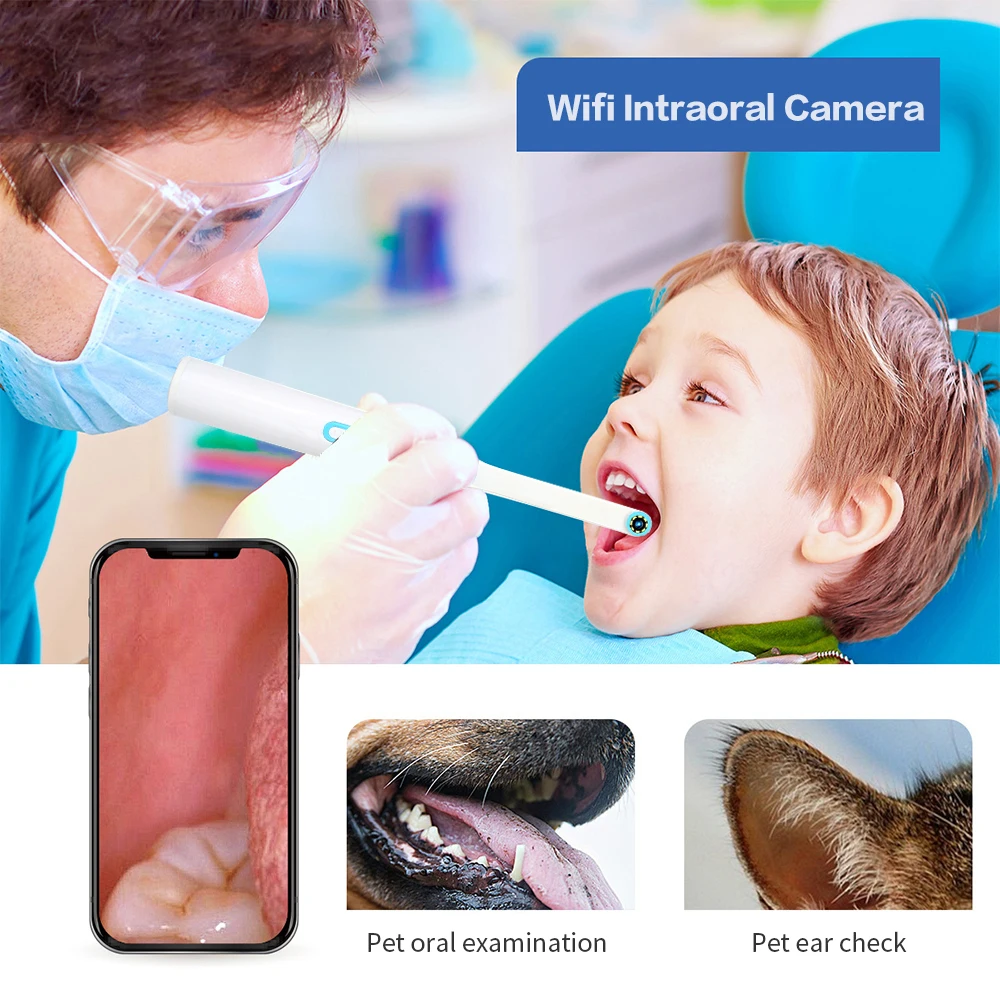 

HD 1080P Intraoral Endoscope Wireless WiFi Oral Dental Camera Adjustable 8 LED Light USB Cable Mouth Inspection For Dentist Tool