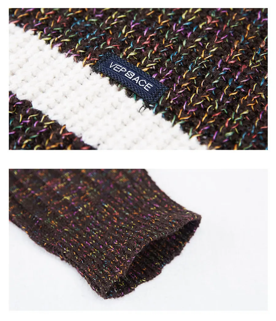 

New 2021 Spring Thick Sweater Men Patchwork Striped Slim Fit O-neck Men's Sweater Casual Fashion Warm Pullover Men Clothing