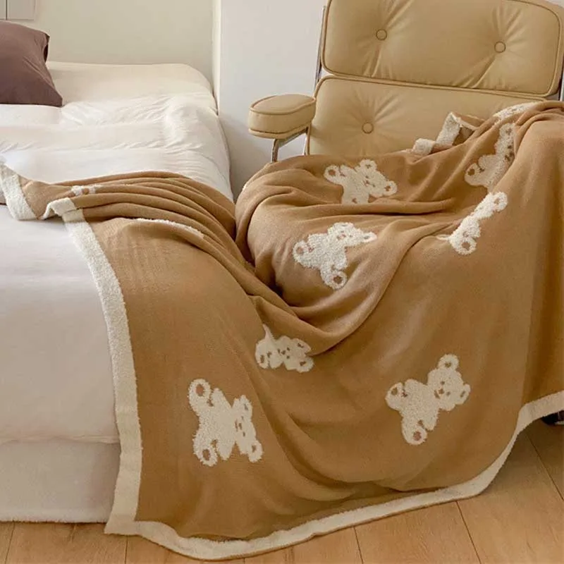 Детское трикотажное одеяло s, мягкие теплые пеленки с мультяшным медведем для новорожденных, Детские Банные полотенца 120x150 см, белье для мал... от AliExpress RU&CIS NEW