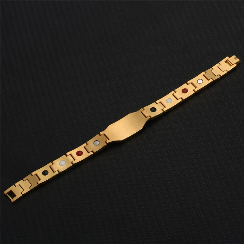 

NHGBFT Classic Black Color Magnetic health bracelets for mens stainless steel black carbon fiber bracelet