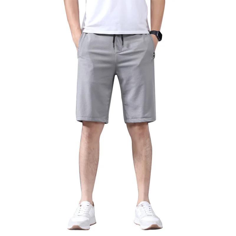 

2021 Summer Men's New Fashion Casual Black Five-Point Pants Loose Ice Silk Breathable Thin Gray Comfortable Sports Shorts 28-38
