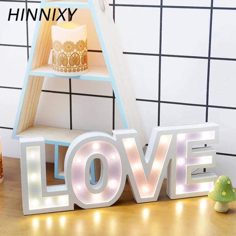 Hinnixy Золотой Деревянный светодиодный ночник A Z знак Алфавит лампа конфетного