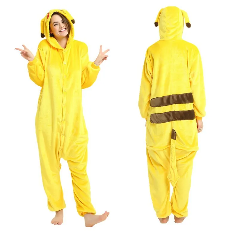 Зимняя Пижама-кигуруми в виде животных с несъемной шапкой для взрослых домашняя