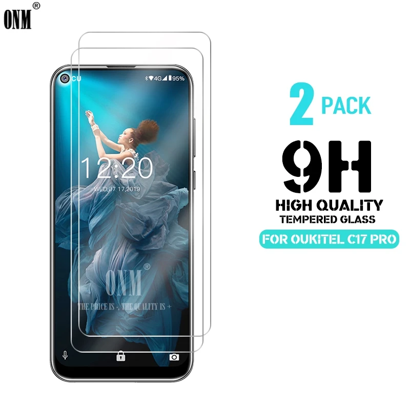 2 шт. закаленное стекло для OUKITEL C17 PRO Защитное экрана 2.5D 9H профессиональная