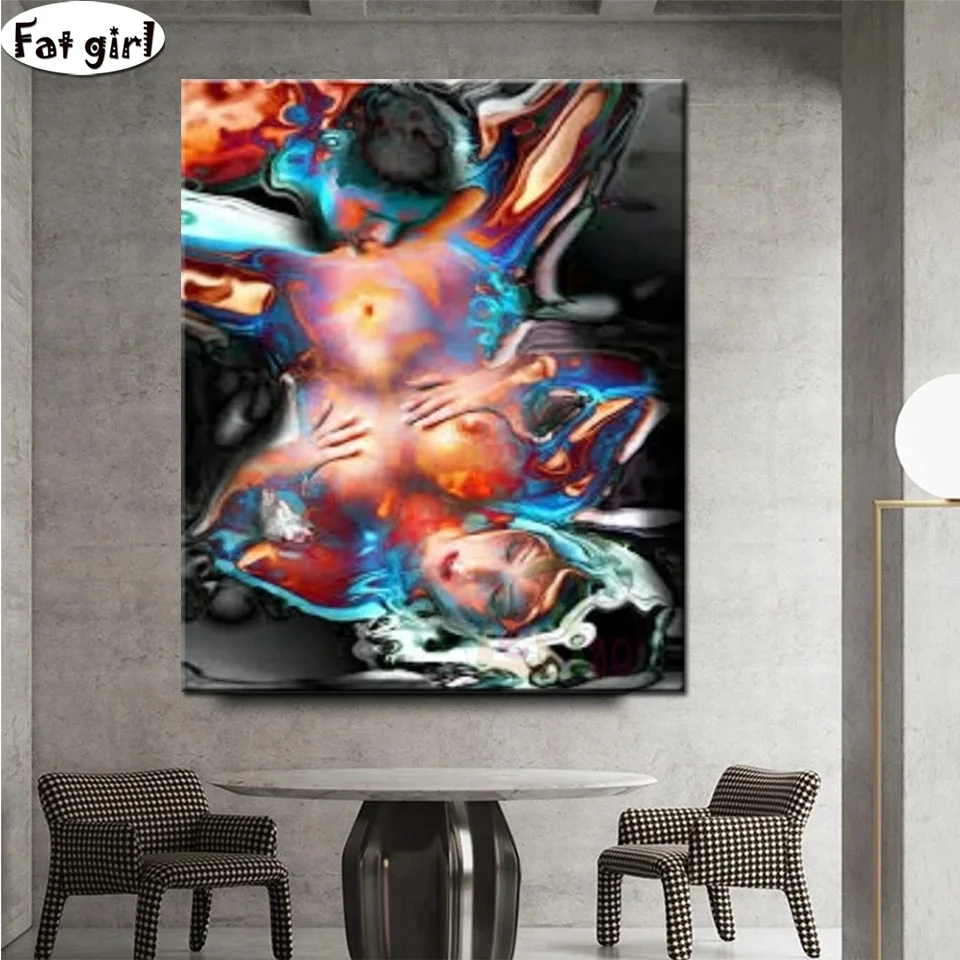 

Абстрактная Алмазная картина для влюбленных пар, полноразмерная круглая 3d вышивка «сделай сам», картина Стразы для мужчин и женщин, домашни...