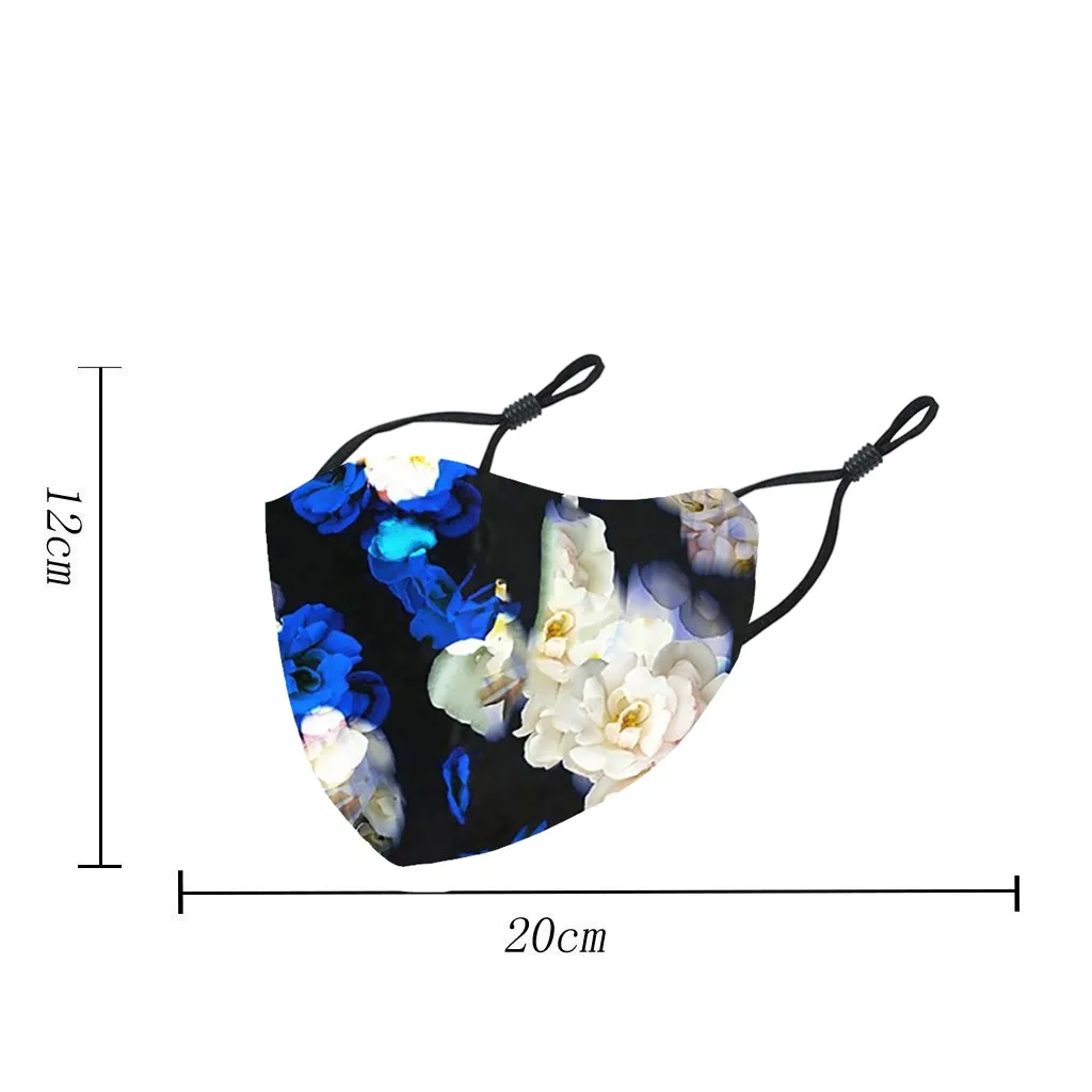 

Women Printing Flower Face Mask Activated Carbon PM2.5 Outdoor Mouth Mask Washable Reusable Mouth Cover Fashion Fabric Masks