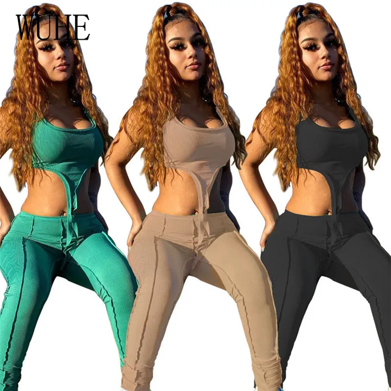 

Спортивная повседневная одежда YEYA для фитнеса, майка без рукавов с квадратным вырезом и узкие брюки-карандаш, костюмы из двух предметов