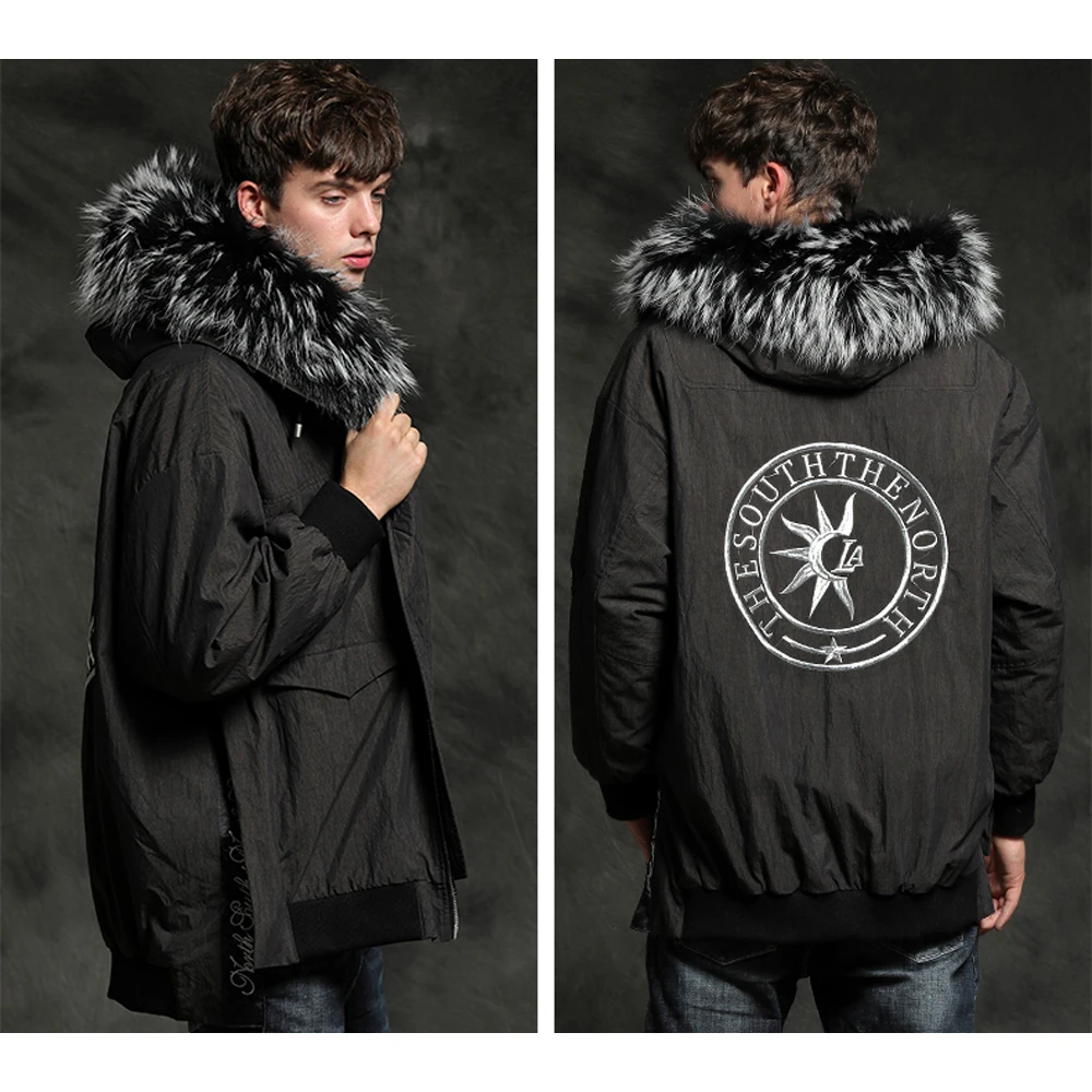 2019 новая енотовидная собака Меховая зимняя Мужская парка Повседневная Подкладка