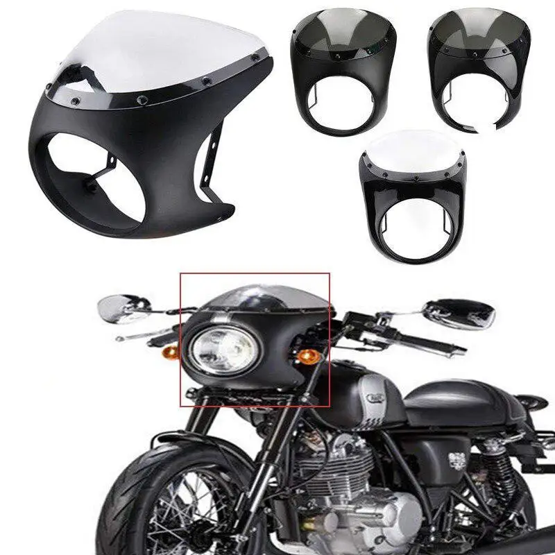 

New Motorcycle Front Headlight Fairing WindScreen Windshield Plastic Universal for Cafe Racer Motorcycle Headlight Wind Screen
