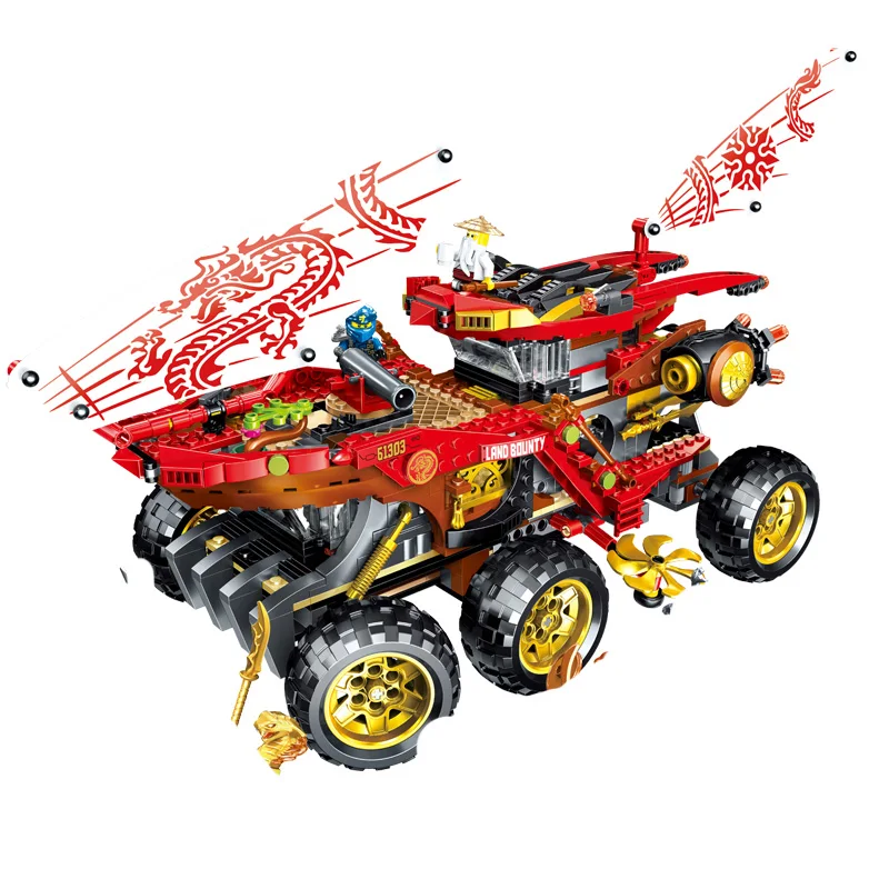 

In stock 61029 858pcs Land Bounty Truck Model Building Blocks Compatible 70677 Ninjagoes Kids Toy Bricks