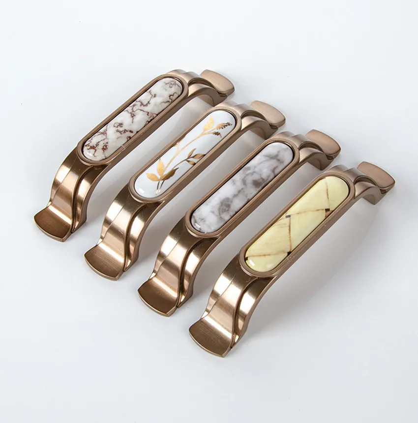 Ручка для кухонного шкафа керамическая ручка из мрамора черного и бронзового