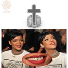 JANRY однозубные перекрестные клыки желтого золота, позолоченные однозубные клыки, верхние клыки в стиле хип-хоп, полый гриль для мужчин