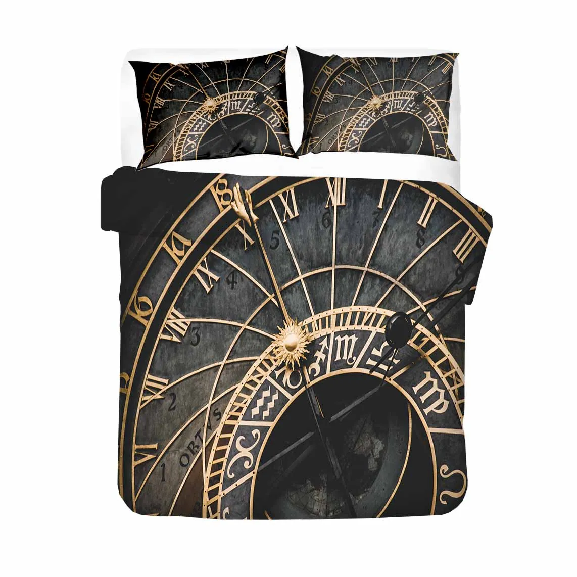 Комплект постельного белья в стиле ретро с часами карманные часы пододеяльник