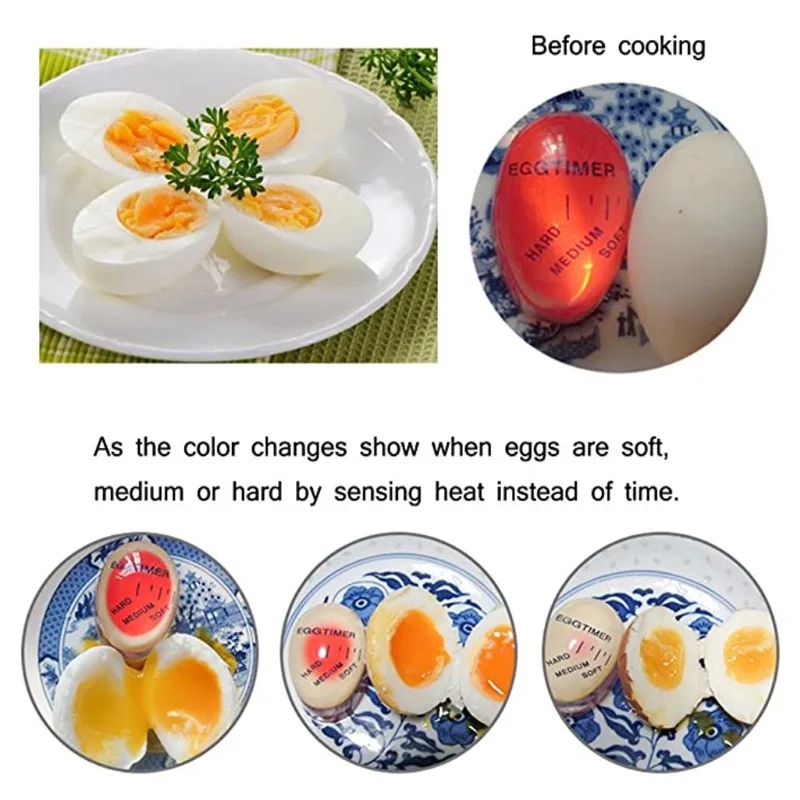 

Egg Timer Color Changing Timer For Kitchen Tools Egg Helper Soft Boiled Eggs Cooking Kitchen Eco-Friendly Resin Egg