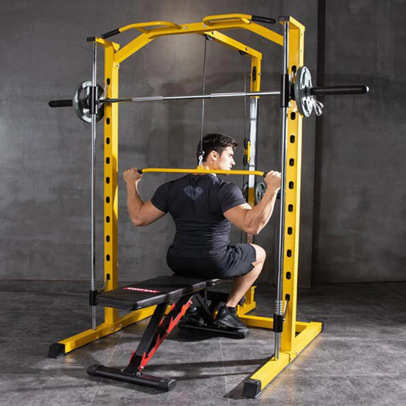 Smith Machine Squat Rack Frame Weight Bench Press Fitness Equipment Gantry Muscle Training Barbell bar Rowing Exercise Pull-up