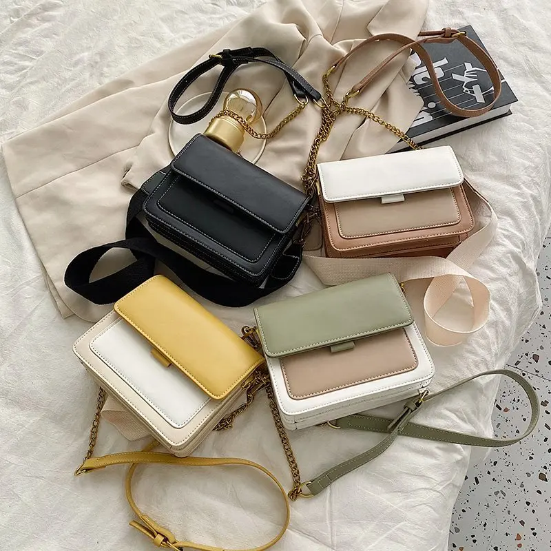 

Chain Design New Mini PU Leather Flap Bags For Women 2021 Summer Lady Shoulder Handbag Female Beautiful Fashion Cross Body Bag