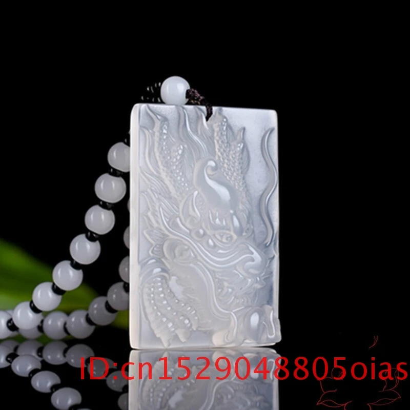 Натуральный китайский агат белый халцедон Дракон нефрит кулон ожерелье модное