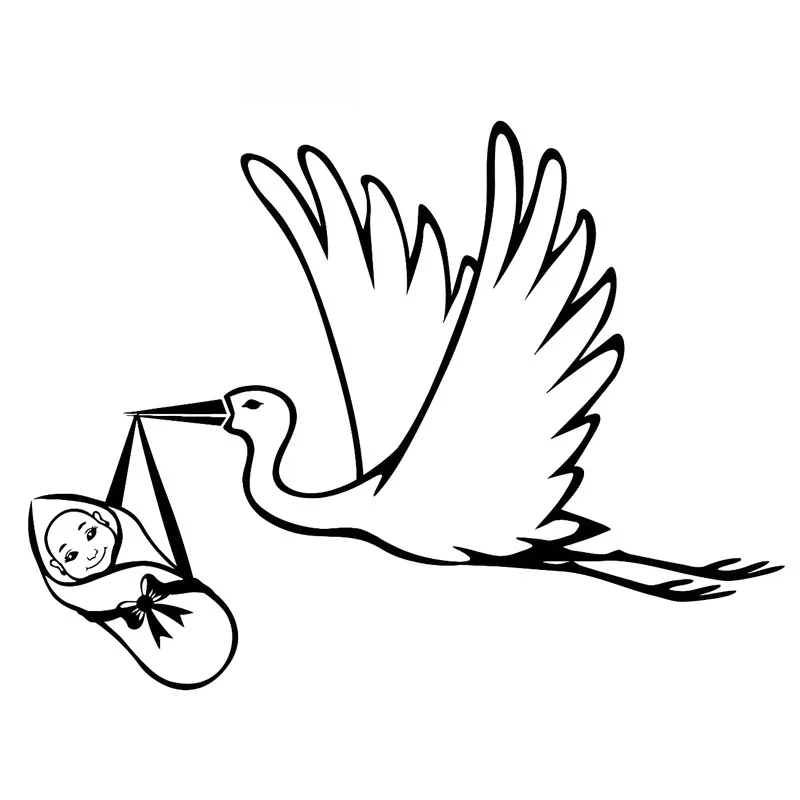 

Stork Baby Born Car Decals Fashion Car Window Decoration Decals Personalized Pvc Waterproof Decals Black/white, 17cm * 13cm