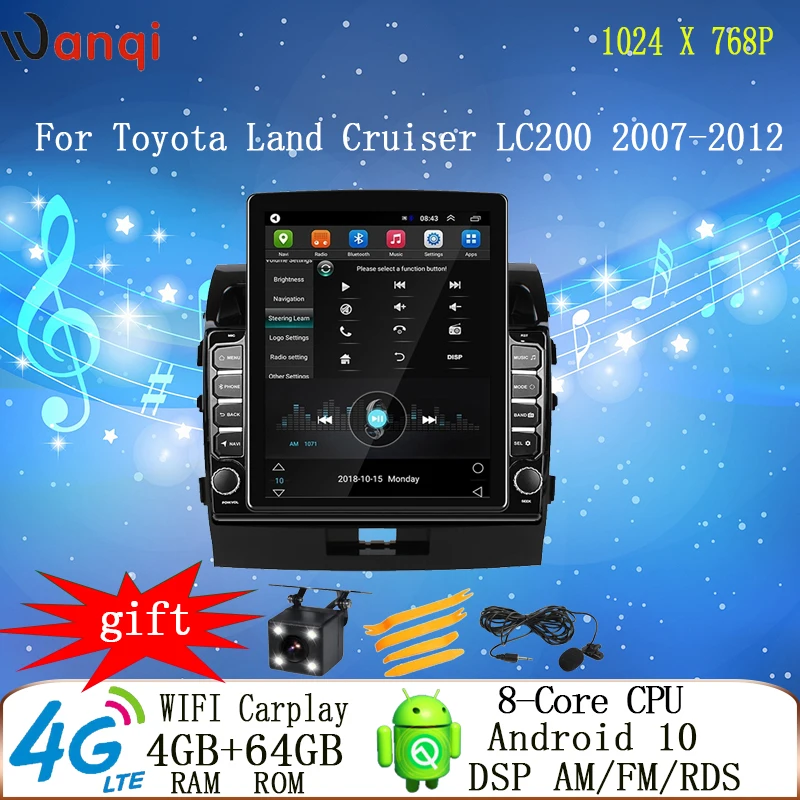 Автомобильный DVD радиоплеер 9 7 дюймов Android в стиле Tesla для Toyota Land Cruiser LC200 2007 2012 GPS