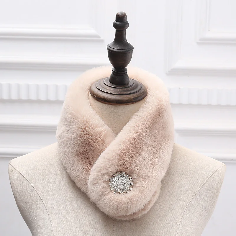 Женский зимний теплый шарф с кольцом из искусственного кроличьего меха